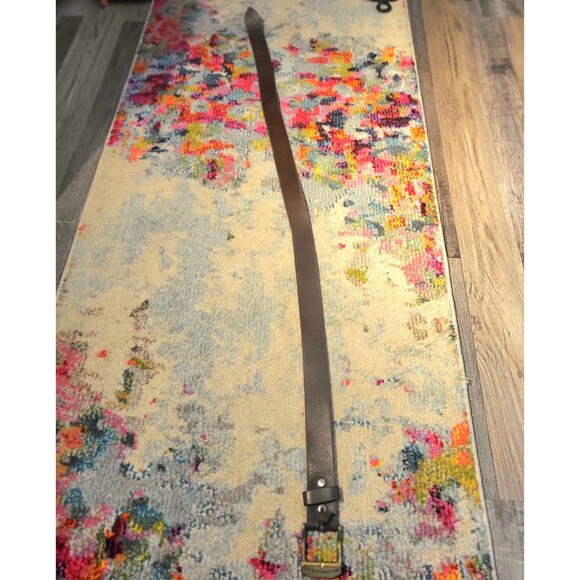 Vintage Y2k Levis Brass Buckle Distressed Italian Leather Brown Boho Western M - Picture 9 of 9